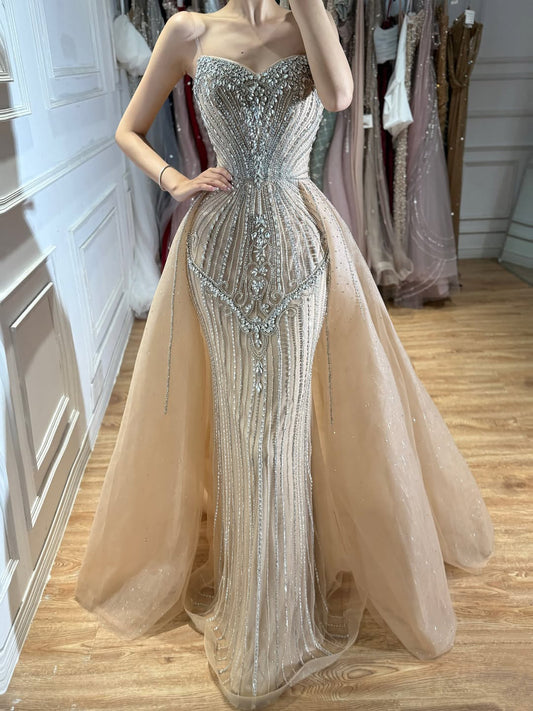 Luxury Nude Sweetheart Baroque Beaded Fitted Mermaid Dress LA73831