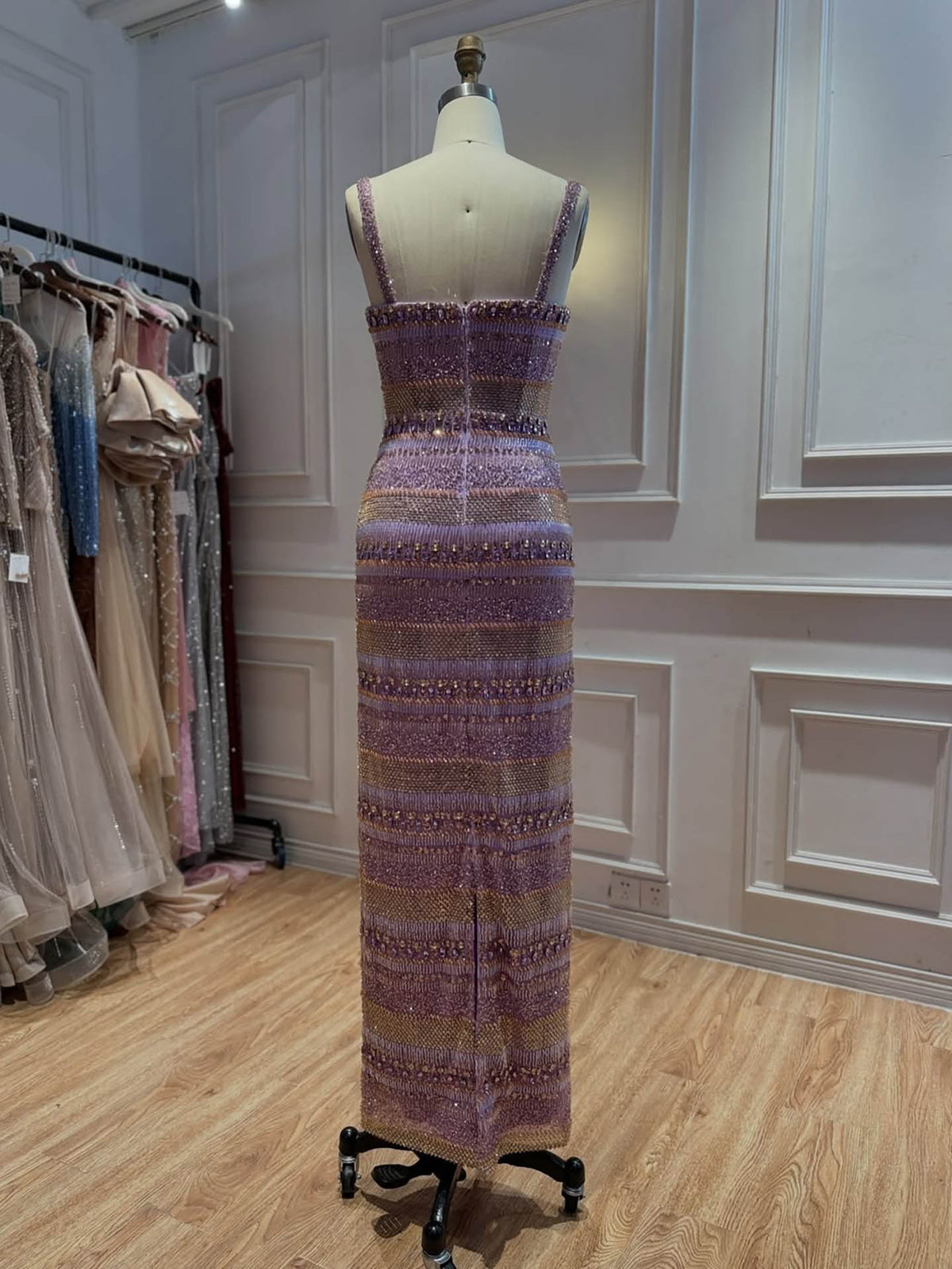Nude Beaded Evening Dress with Matching Long Sleeve Cape LA73941