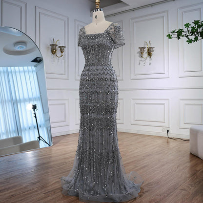 Dubai Mermaid Evening Dress – Luxury Modest Arabic Formal Gown LA72714