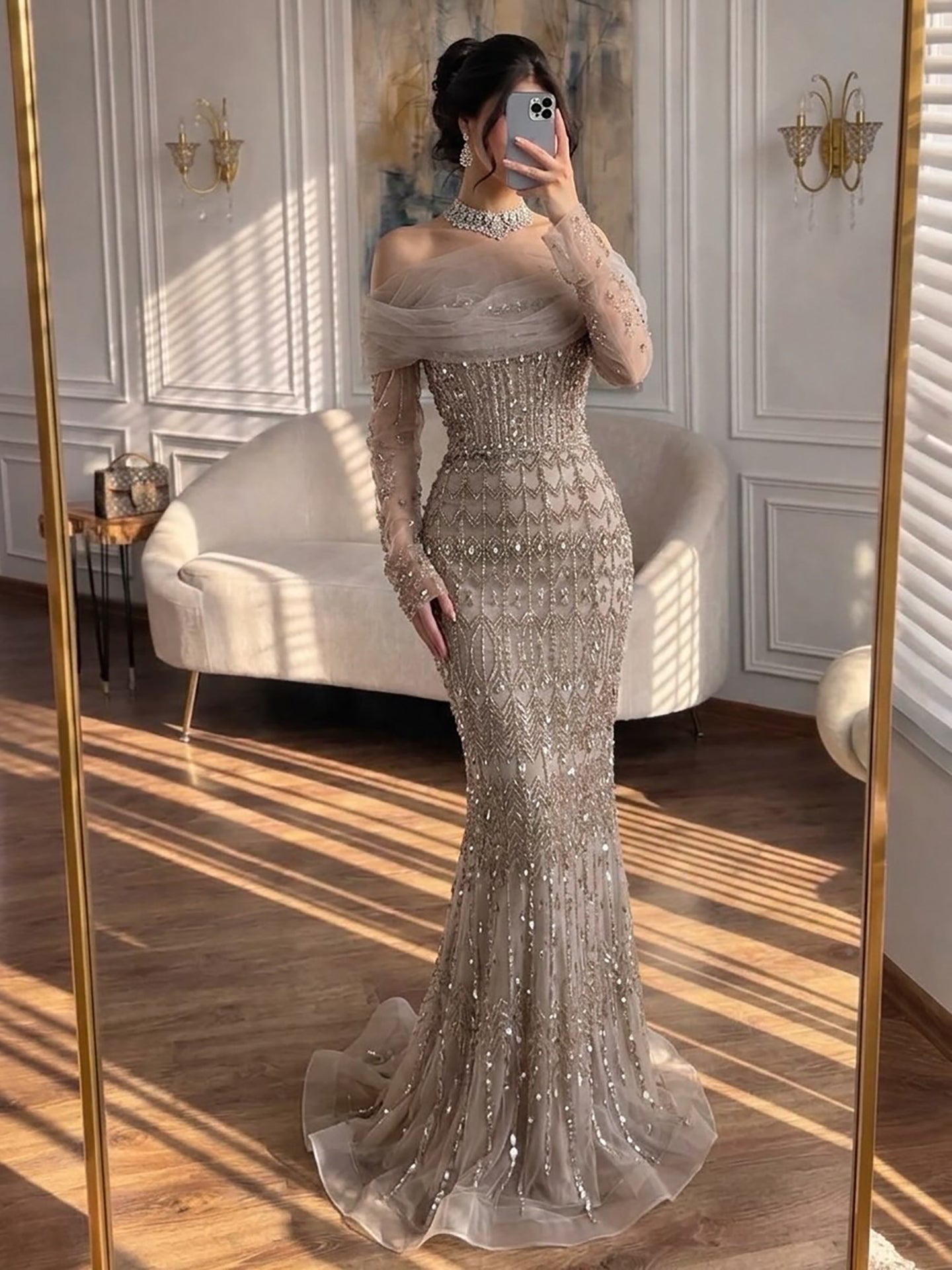 Dubai Mermaid Evening Dress – Luxury Modest Arabic Formal Gown LA72714