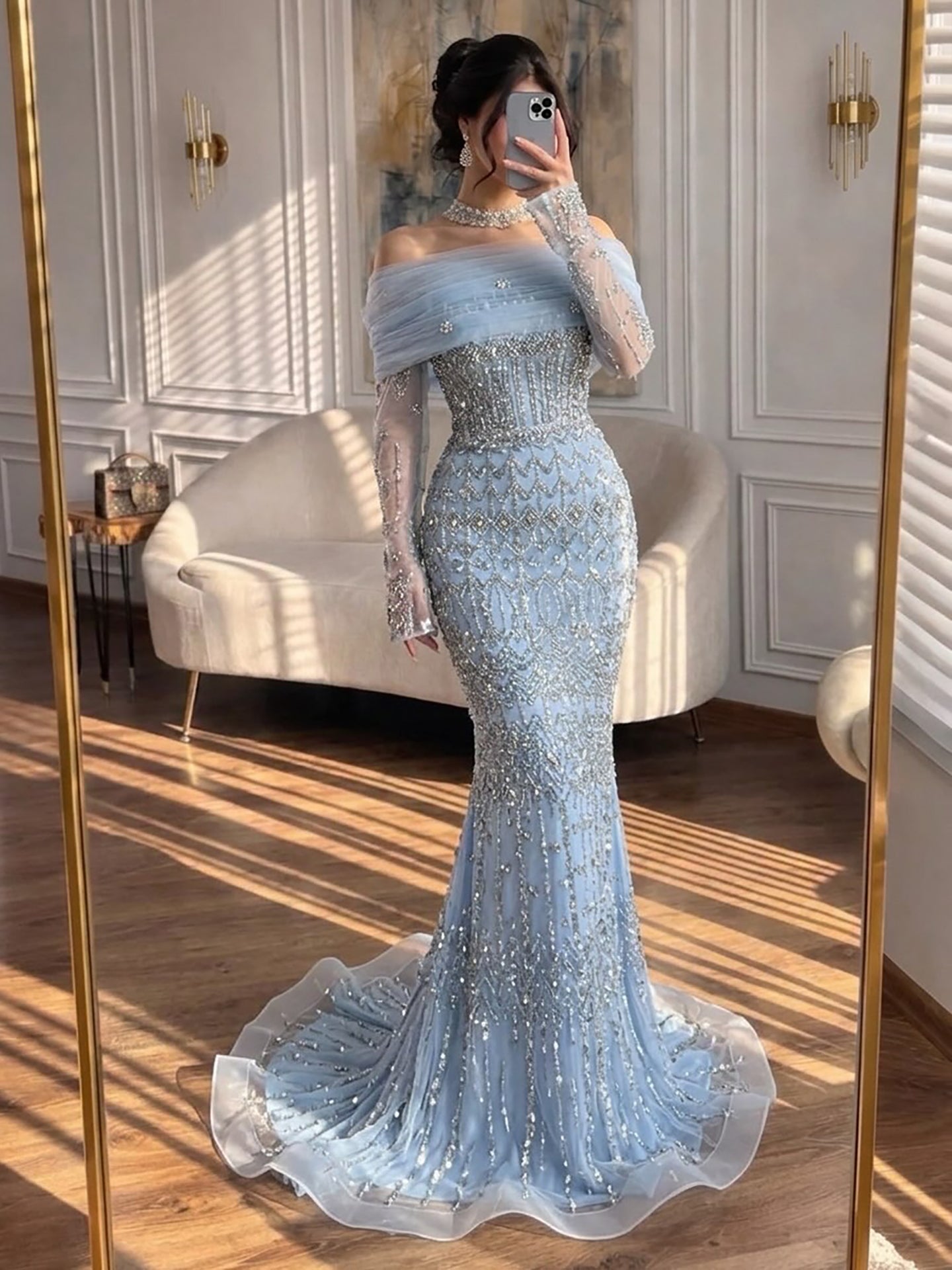 Dubai Mermaid Evening Dress – Luxury Modest Arabic Formal Gown LA72714