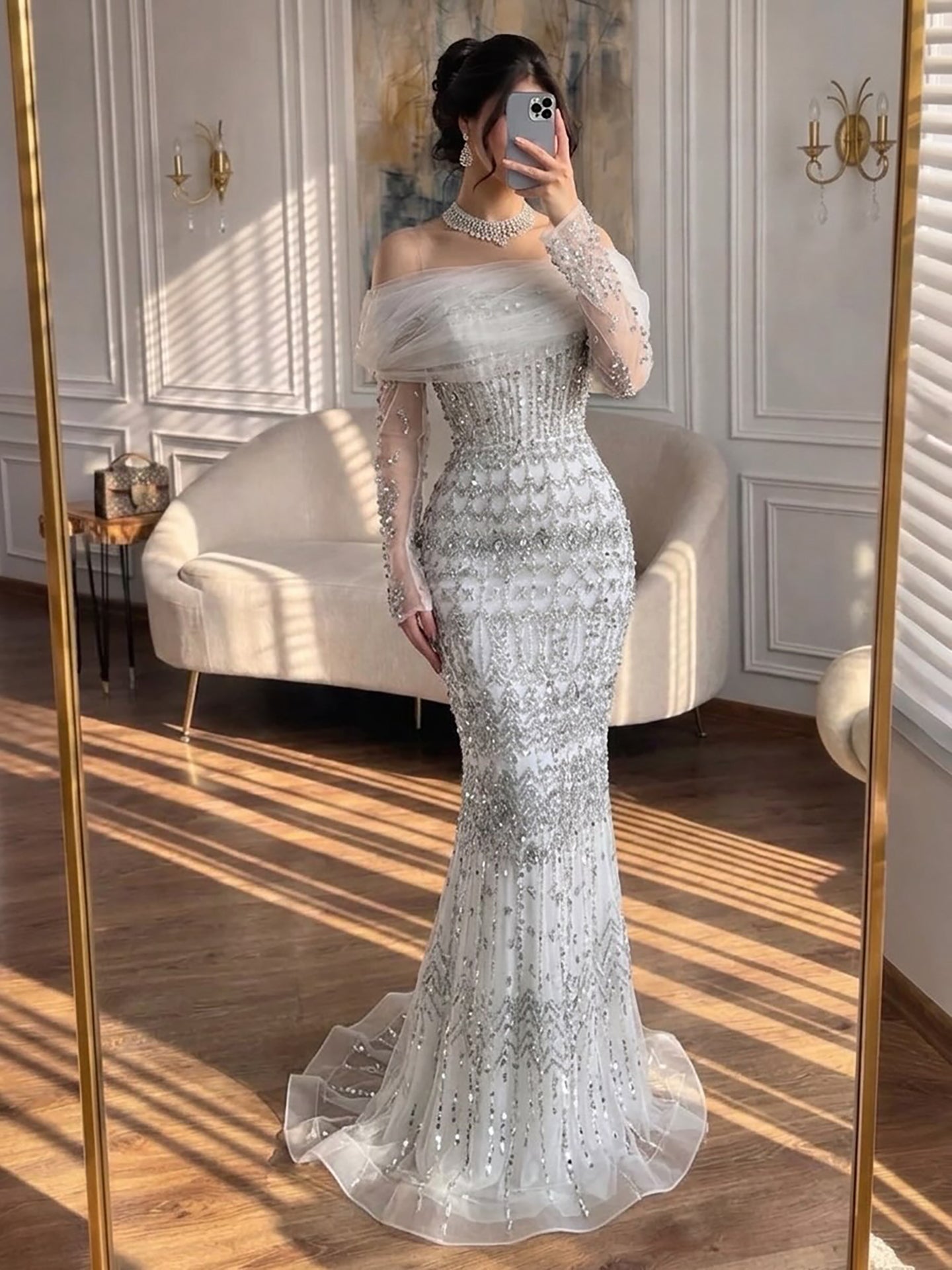 Dubai Mermaid Evening Dress – Luxury Modest Arabic Formal Gown LA72714