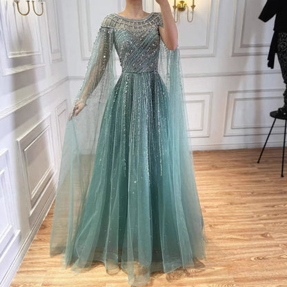 Saudi Arabic Modest Pink Beaded Evening Dress Party Gown LA72994