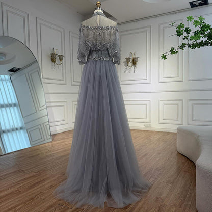 Luxury Nude Beaded Sleeveless Evening Dress with Cape LA73129