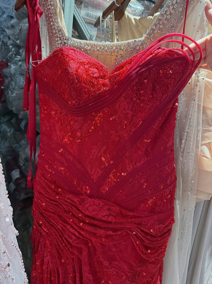 Luxury Pink Lace Corset Mermaid Slit Evening Dress LA73373A