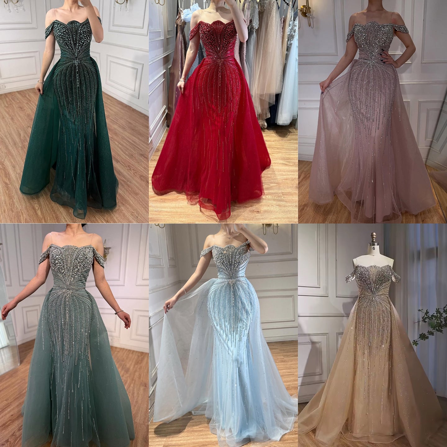Luxury Nude Beaded Mermaid Evening Dress Party Gown LA73392