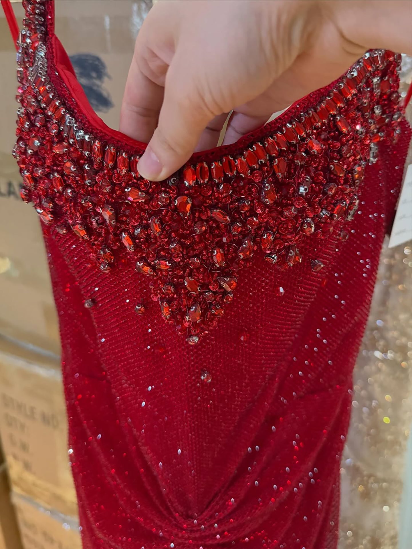 Luxury Gold Halter Crystal Beaded Mermaid Evening Dress LA73410B