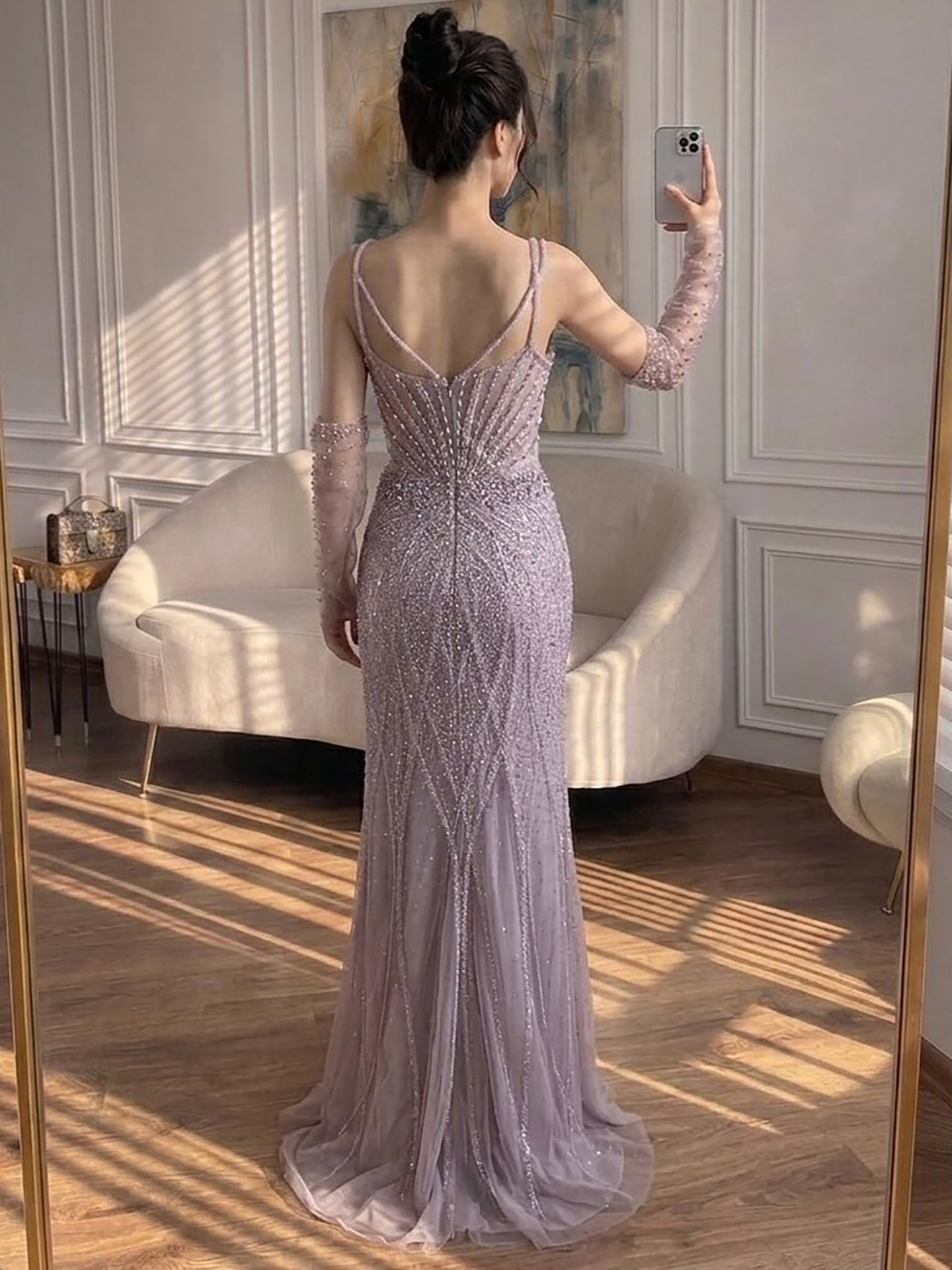 Green Beaded Mermaid Luxury Evening Dress with Skirt LA73455