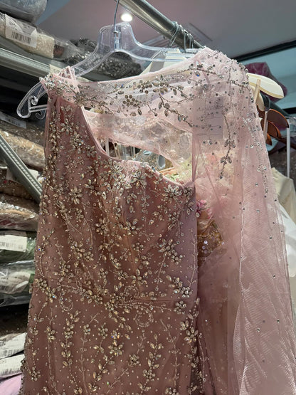 Luxury Nude Crystal Beaded One-Shoulder Mermaid Dress LA73485A