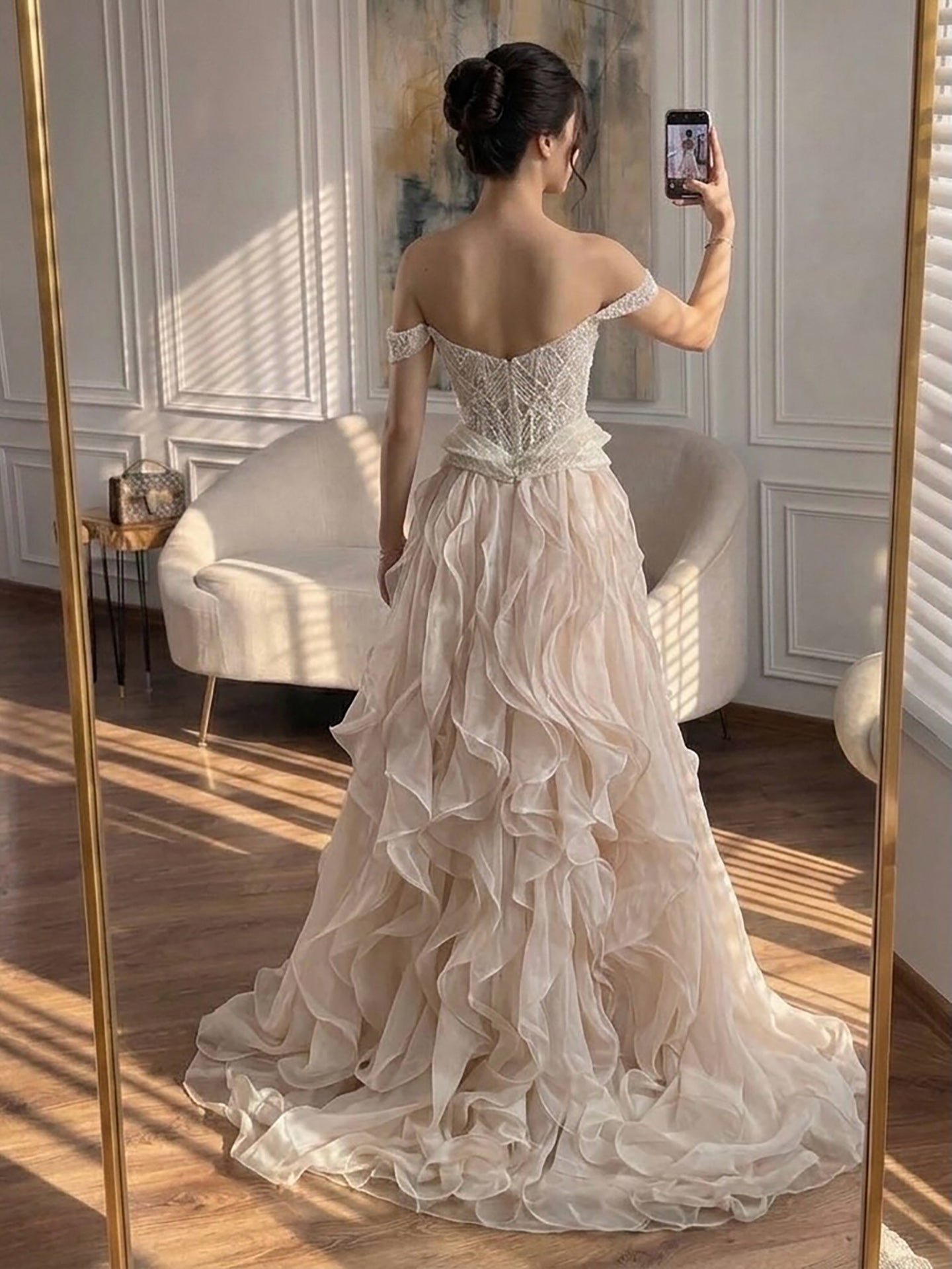 Luxury Nude Beaded Mermaid Evening Dress LA73633