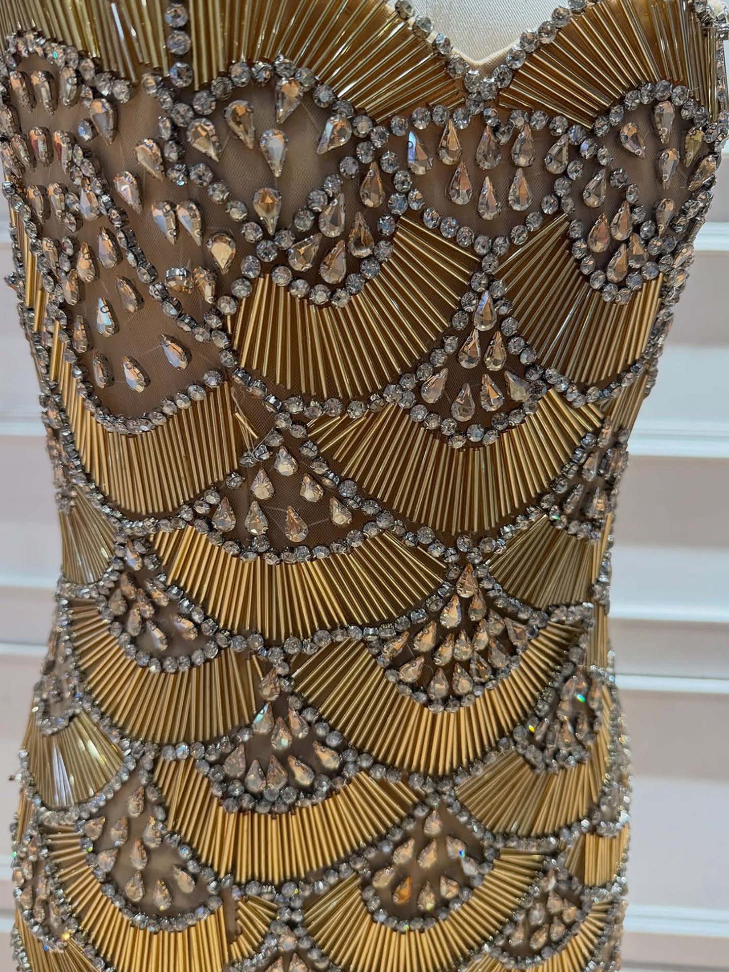 Luxury Gold Beaded Mermaid Evening Dress LA73733