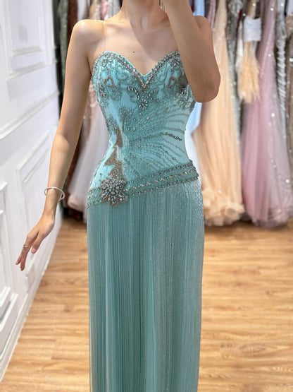 Tiffany Sweetheart Beaded Fringe Evening Dress Formal Gown LA73800