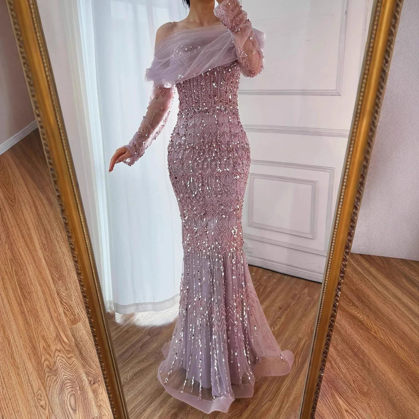 Dubai Mermaid Evening Dress – Luxury Modest Arabic Formal Gown LA72714