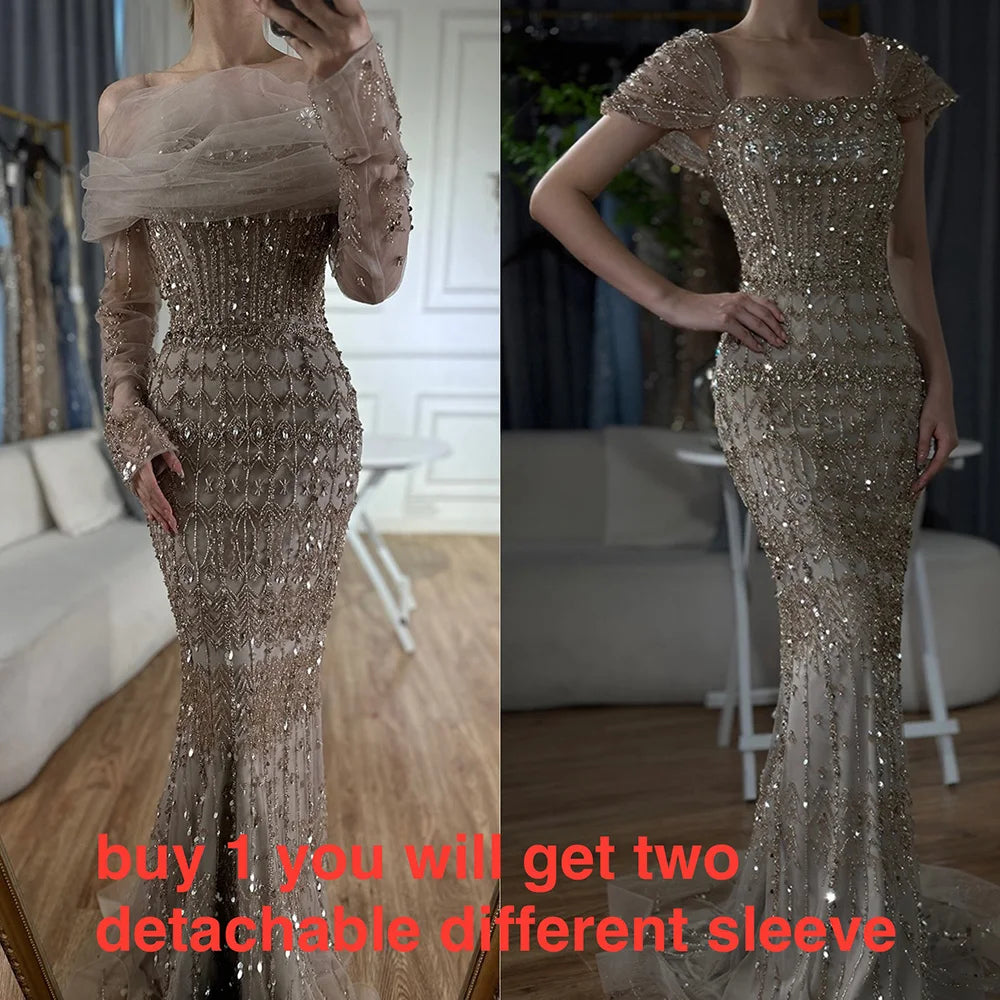 Dubai Mermaid Evening Dress – Luxury Modest Arabic Formal Gown LA72714