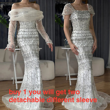 Dubai Mermaid Evening Dress – Luxury Modest Arabic Formal Gown LA72714