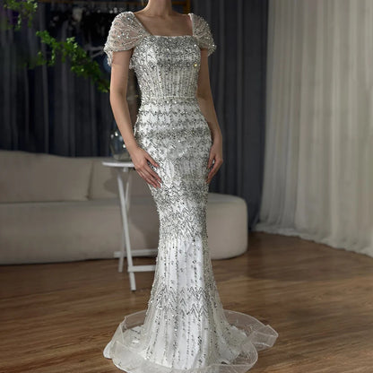 Dubai Mermaid Evening Dress – Luxury Modest Arabic Formal Gown LA72714