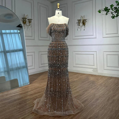 Dubai Mermaid Evening Dress – Luxury Modest Arabic Formal Gown LA72714