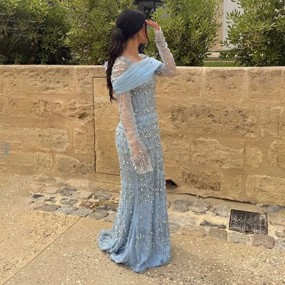 Dubai Mermaid Evening Dress – Luxury Modest Arabic Formal Gown LA72714