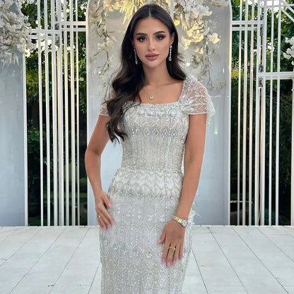 Dubai Mermaid Evening Dress – Luxury Modest Arabic Formal Gown LA72714