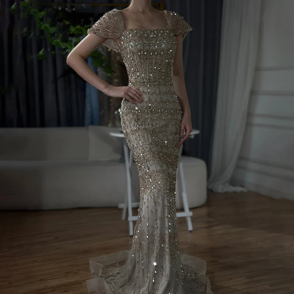 Dubai Mermaid Evening Dress – Luxury Modest Arabic Formal Gown LA72714