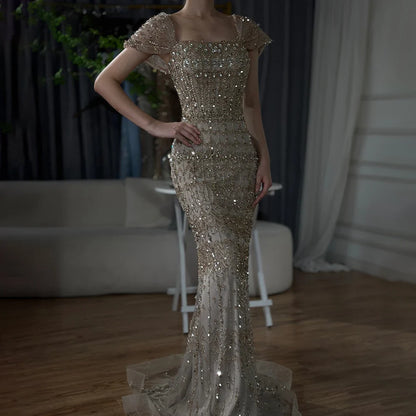 Dubai Mermaid Evening Dress – Luxury Modest Arabic Formal Gown LA72714
