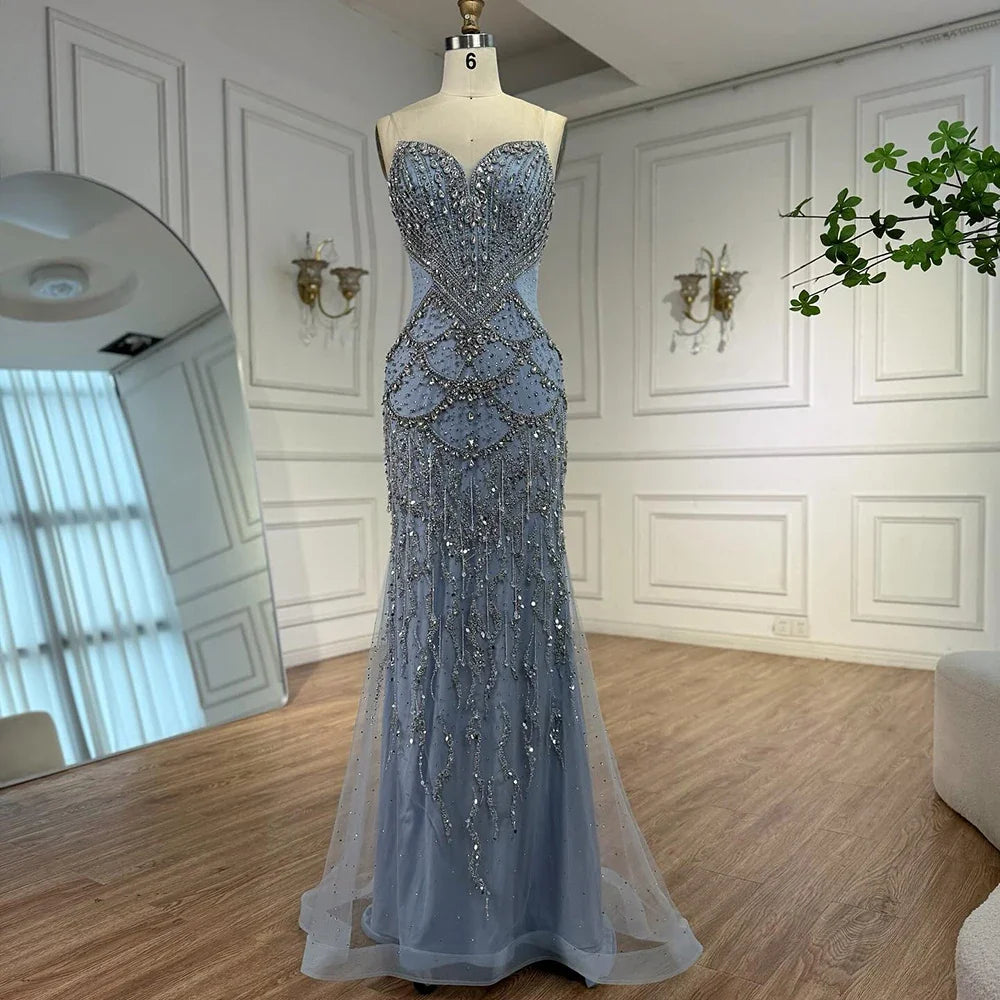 Pink Beaded Luxury Mermaid Evening Dress with Detachable Cape LA72806