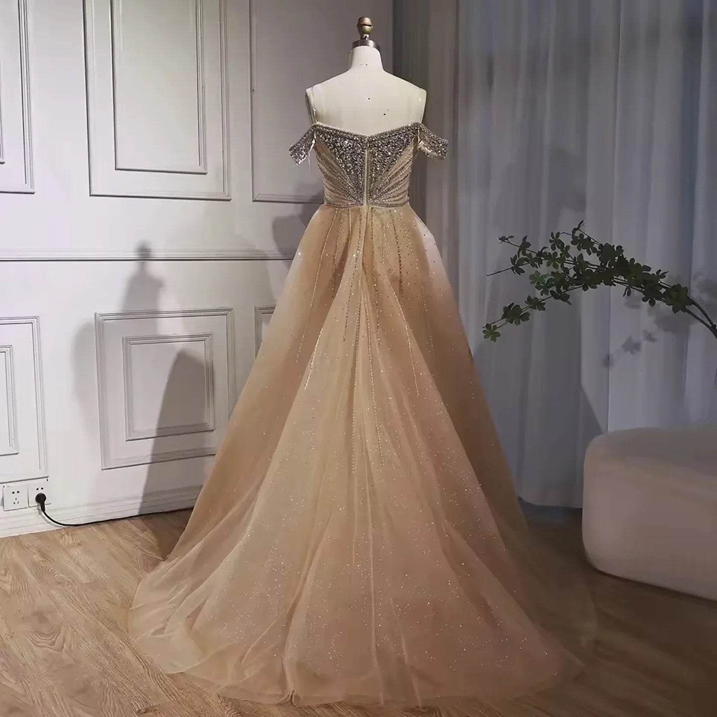 Luxury Nude Beaded Mermaid Evening Dress Party Gown LA73392