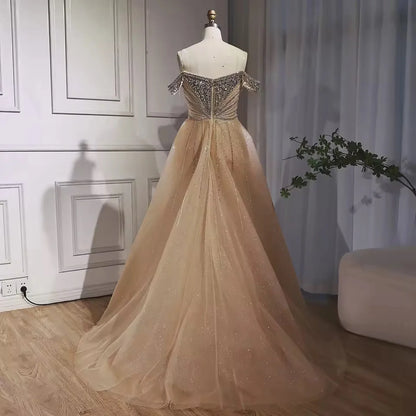 Luxury Nude Beaded Mermaid Evening Dress Party Gown LA73392