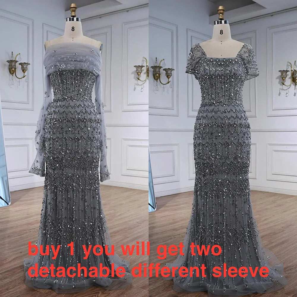 Dubai Mermaid Evening Dress – Luxury Modest Arabic Formal Gown LA72714