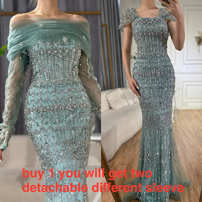 Dubai Mermaid Evening Dress – Luxury Modest Arabic Formal Gown LA72714