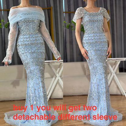Dubai Mermaid Evening Dress – Luxury Modest Arabic Formal Gown LA72714
