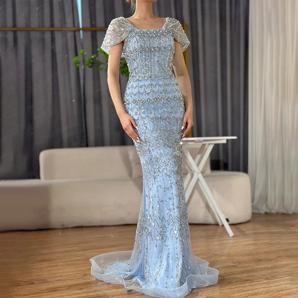 Dubai Mermaid Evening Dress – Luxury Modest Arabic Formal Gown LA72714