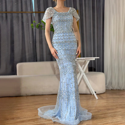Dubai Mermaid Evening Dress – Luxury Modest Arabic Formal Gown LA72714