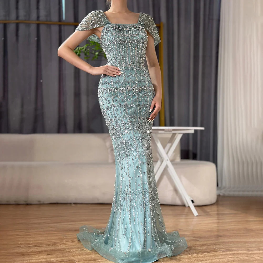 Dubai Mermaid Evening Dress – Luxury Modest Arabic Formal Gown LA72714